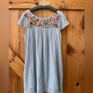 Blue dress with embroidered top